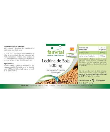 Fairvital | Soy Lecithin 500mg - VEGAN - High Dose - 120 Licaps - Buy Online on GoSupps.com