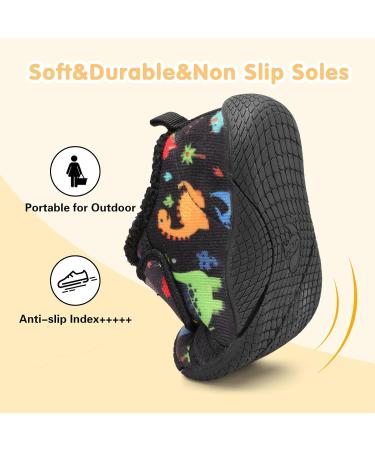 JOINFREE Baby Walking Shoes - Anti-Slip Plush Slipper for Boys & Girls - Cozy Toddler Shoes - Black Dinosaur Design - Size 6.5/7 UK - Buy Online on GoSupps.com