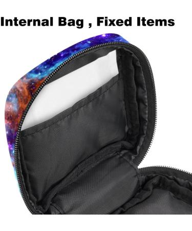Portable Women's Binding-Up Bags | Menstrual Cup Pocket & Pads for Teens | Blue Glitter Galaxy Design - Buy Online on GoSupps.com
