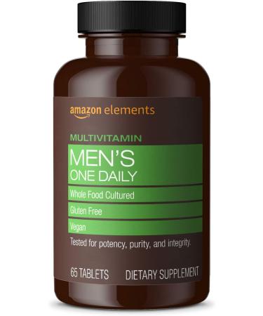 Amazon Elements Men's One Daily Multivitamin - Vegan, Whole Food Cultured, 65 Tablets - 2 Month Supply | Super Omega-3 Natural Lemon Flavor - 1280 mg per Serving, 120 Softgels - Buy Online on GoSupps.com