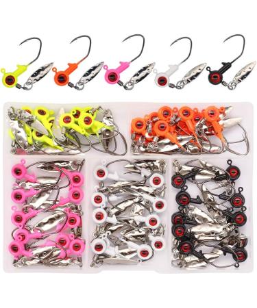 XFISHMAN Crappie Jigs Heads Kit 1/8 1/16 1/32oz - 50 Pack Panfish Fishing Jigs for Lead Head Jig Hook Lure - 1/16oz with Spinner - Buy Online on GoSupps.com