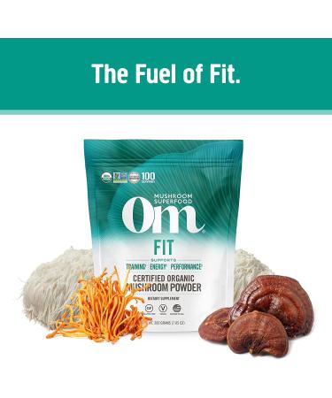 Om Mushrooms Fit Certified Organic Mushroom Powder - 7.05 oz (200g) | 100% Pure Superfood - Buy Online on GoSupps.com