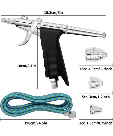 Double Action Airbrush Kit with Trigger Air Brush Spray Gun - 0.2mm, 0.3mm, 0.5mm Needles - Ideal for Tattoo, Makeup, Nail Art, Hobby - Includes 3 Sets Nozzles, Air Cap, Paint Cups, Air Hose - Buy Online on GoSupps.com