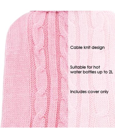 TRIXES Pink Knitted Hot Water Bottle Cover - 2 Litre Size - 31 x 20cm - Insulator Only - Buy Online on GoSupps.com