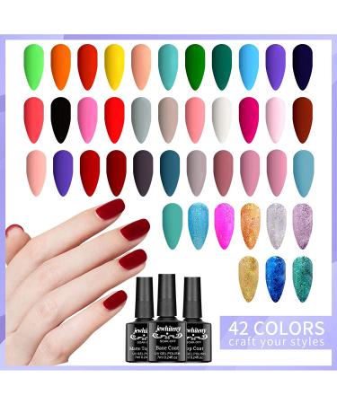 45 PCS Gel Nail Polish Kit: 42 Colors Green Blue Red Pink Collection - Perfect Gifts for Women - SET 3 - Buy Online on GoSupps.com