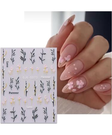 JMEOWIO 6 Sheets 3D Embossed Spring Flower Nail Art Stickers Decals Self-Adhesive 5D Colorful Summer Floral Nail Supplies Nail Art Design Decoration Accessories - Buy Online on GoSupps.com