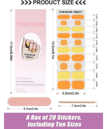 EBANKU Semi Cured Gel Nail Strips - Long Lasting Waterproof Nail Polish Wraps in Yellow and Orange | Includes Cuticle Stick, Nail File, Wipes - DIY Gel Nail Stickers - Buy Online on GoSupps.com