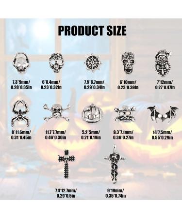 3D Halloween Nail Art Charms 1Box 12Grids Skull Pumpkin Bat Spider Web Cross Alloy Nail Art Jewelry Decoration Silver Nail Gems Rhinestones Nail Supplies for Nail Design DIY Crafts (B Pattern) - Buy Online on GoSupps.com