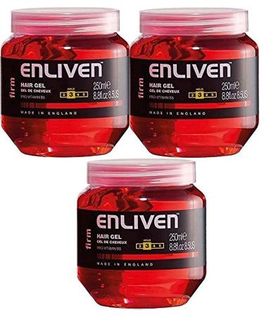 Enliven Vitamin B5 Hair Gel for Wet and Firm Hair Medium Hold Red 250ml 3 Pack