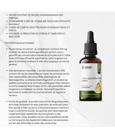ASHWAGANDHA Gouttes 30 ml Extrait Fortifi 10% Withanolides M moire Concentration Gestion du Stress | INSPORT - Buy Online on GoSupps.com