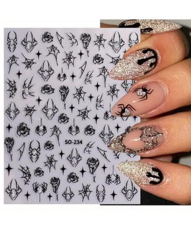 Halloween Nail Stickers | Spider Web & Glitter Designs | 6 Pcs Nail Art Decals for Men & Women | International Shipping - Buy Online on GoSupps.com