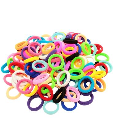 Bzybel Pack of 100 Small Terry Elastic Tiny Ponytail Hair Band Holder Hair Ties MIX Colors