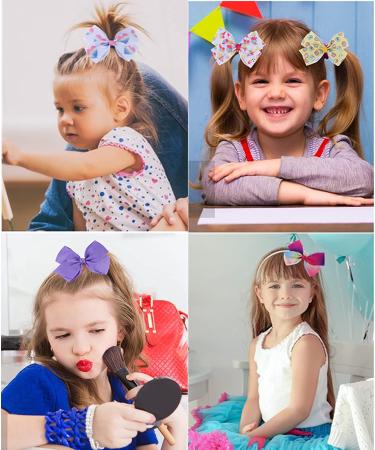 12Pcs Rainbow Heart Hair Bows for Girls - Colorful Grosgrain Ribbon Clips | Kids, Toddlers, Teens - 12 Multi Colors - Buy Online on GoSupps.com