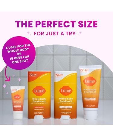 Lume Whole Body Deodorant - Mini Travel Size Invisible Cream Tube - Trial Size - 72 Hour Odor Control - Doctor Developed - Aluminum Free Baking Soda Free - .5oz (Pack of 2) (Toasted Coconut) - Buy Online on GoSupps.com