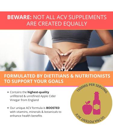 Apple Cider Vinegar Capsules 1500mg - Ideal for Weight Loss, Fat Burner, Slimming & Detox - 120 High Strength ACV Tablets - Keto Diet Friendly - Buy Online on GoSupps.com