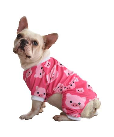 CuteBone Dog Pajamas Cute Cat Clothes Pet Pjs Soft Onesie for Small Girl Dogs Large Pink pig
