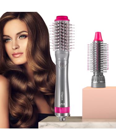 Hair Dryer Brush and Volumizer Styler, Hot Air Brush, Negative Ionic Electric Hair Curler Straightener Brush, Detachable & Interchangeable Brush Head Attachment, for Straightening Curling Drying Black