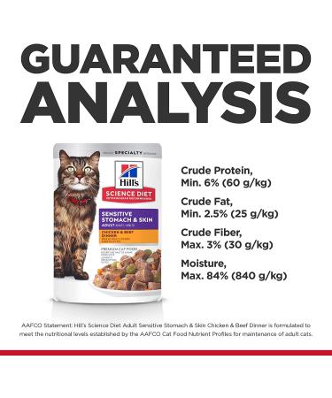 Hill's Science Diet Adult Sensitive Stomach & Skin Wet Cat Food Pouch - Chicken & Beef - 2.8 oz - 24 Pack - Buy Online on GoSupps.com