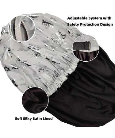 Satin Lined Shower Cap for Women - Large Adjustable Sleep Bonnet with Silky Satin Inner Layer - Waterproof Outer Layer - Special Pattern Printing - White Design - Pack of 1 - Buy Online on GoSupps.com
