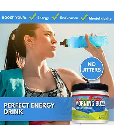 Morning Buzz Energy Drink Powder - Blue Raspberry, 8oz (30 Servings) | Sports Nutrition Energy Drink Mix - Buy Online on GoSupps.com