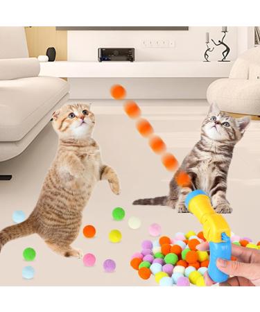 Jodsen Cat Toys Balls 50 Pcs Cat Pom Pom Balls & 1 Cat Toy Launcher Random Color Colorful Cat Balls Interactive Cat Toys with 50 Soft Cat Balls Plush Cat Ball Toy for Indoor Cats (50 Pcs) - Buy Online on GoSupps.com