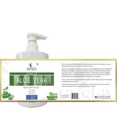 Organic Aloe Vera Gel 16.9oz - 100% Pure Moisturizer for Face Body Hair & Sunburn Relief - Fast Absorbing Unscented No Alcohol - Buy Online on GoSupps.com