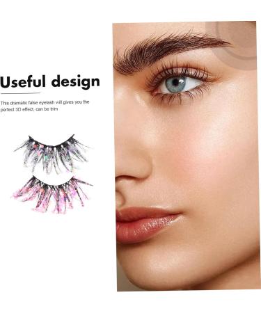 POPETPOP 2 Pairs Fake Eyelashes Makeup Eyelashes False Eyelashes Cosmetic Lashes for Women Christmas Eyelashes Fluffy Glitter Eyelashes Fluffy Fake Lashes Soft Fiber Halloween Miss Adhesive - Buy Online on GoSupps.com