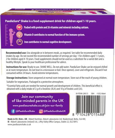 PediaSure Shake 4 x 200ml Vanilla Flavor: Kids' Nutritional Supplement with 26 Vitamins & Minerals for Growth and Immunity - Buy Online on GoSupps.com