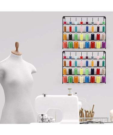 4 Pack Wall-Mounted Sewing & Embroidery Thread Rack - Large 32-Spool Metal Holder Organizer in Black - Buy Online on GoSupps.com