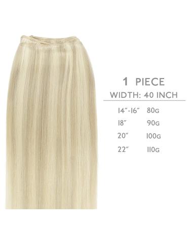 Real Hair Extensions 35cm 80g - Ashblond Highlights & Platinum Blonde - Sew-In Weft Hair Extensions - Buy Online on GoSupps.com