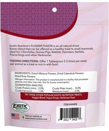 Flower Fusion Treat (0.85 oz.) - Healthy Natural Dried Flower Herbivore Treat - Chinchillas Guinea Pigs Rabbits Prairie Dogs Degus Hamsters Rats Squirrels Sugar Gliders & Other Small Pets - Buy Online on GoSupps.com