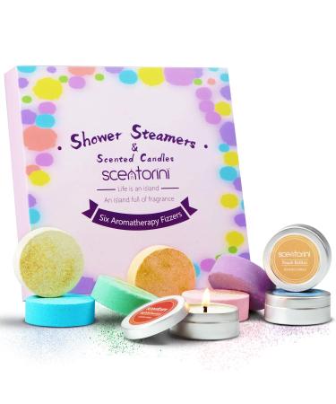 Shower Steamers Mothers Day Gifts  Shower Bombs with Scented Candles  Shower Steamers Aromatherapy  6 Aromatherapy Shower Bombs  3 Tealight Candles  Use for Home Vaporizing Spa Shower Sakura Pink 9 Piece Set