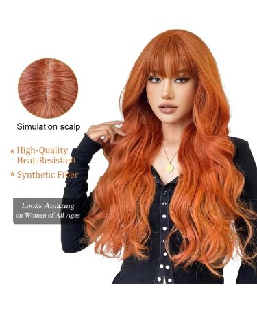Fei Long Wavy Orange Wig with Ponytail for Women - 28 Heat-Resistant Synthetic Hair Halloween & Cosplay Wig - Buy Online on GoSupps.com