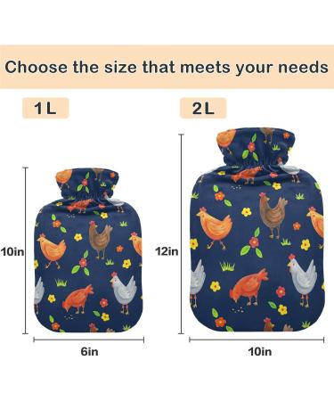NAANLE 1L Heat Bottle with Chicken Tap & Cover - Warm Water Bottle for Pain Relief Heat & Cold Therapy Ideal for Bed Hands & Feet - Buy Online on GoSupps.com