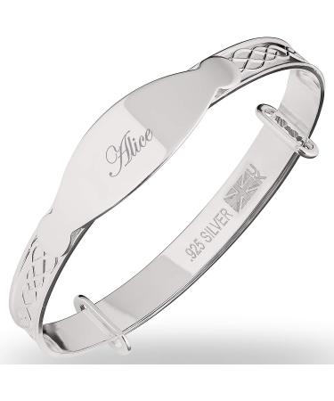 Dolce Valentina Personalised 925 Baby Bangle Bracelet for Baptism, Christening, Baby Shower - Infant 1-3 yrs - Buy Online on GoSupps.com