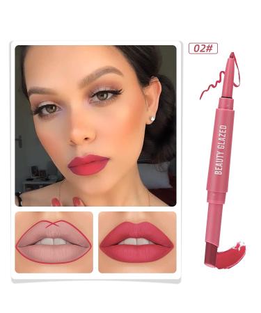 Beauty Glazed Double Head Lipstick & Lip Liner Set - Velvety Matte Finish, Long-Lasting & Waterproof | Smudge-Proof Matte Color Stay Makeup - Buy Online on GoSupps.com