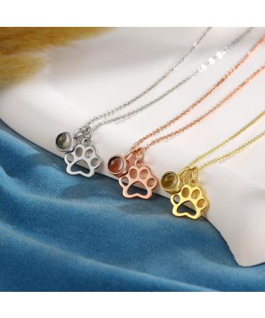 lorajewel Photo Necklaces Personalised Necklaces For Women Projection Necklace Pet Dog or Cat Paw Print Pendant Memorial Necklaces Christmas Birthday Gift For Girl Lover Silver - Buy Online on GoSupps.com