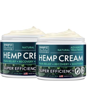PRFC Hemp Cream - Natural Hemp Extract Cream with Arnica & MSM - for Knees Joints and Lower Back - Extra Strength Cream for Instant Results - Made in USA - 4 oz (2) Off White