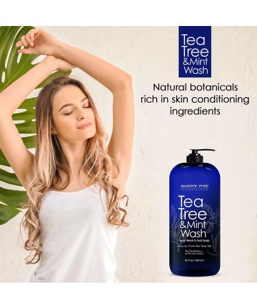 MAJESTIC PURE Tea Tree Oil Body Wash with Mint - 16 fl oz - Fights Body Odor, Athlete's Foot, Jock Itch, Ringworm & Skin Irritations - Shower Gel for Women and Men - Buy Online on GoSupps.com