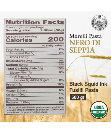 Morelli Squid Ink Pasta Fusilli (Rotini) - Organic Italian Pasta - Black Pasta Noodles - Durum Wheat Semolina - Nero Di Seppia Made in Italy - 1.1 Lb (500g) (2 pack) 1.1 Pound (Pack of 2) - Buy Online on GoSupps.com