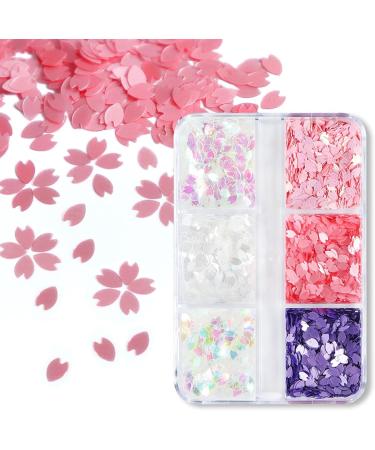 Shakven 3D Nail Charm 6-Colors Flower Sequin Spring Nail Charm Manicure | 3D Cherry Blossoms Petals Flower Sequin for Women Nail Decoration - Buy Online on GoSupps.com