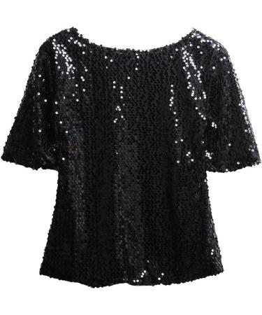 Luxurious Chic Sequined Ladies T-Shirt - Elegant Short Sleeve Streetwear in A-XL - Buy Online on GoSupps.com
