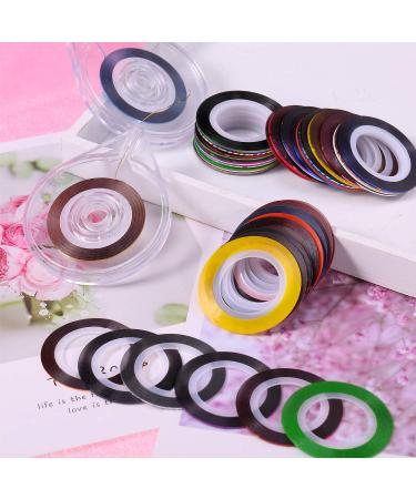 90-Pieces Nail Striping Tape Line Set - 30 Mixed Colors Rolls for DIY Nail Art with 2 Tape Dispensers - Buy Online on GoSupps.com
