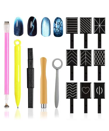 Wishesmar 14 pieces nail art tool magnetic pencil DIY MAGIC 3D Magnet stick set use with CAT EYE GEL powder or nail polish - magnetic pen cat eye pen for ideal cat eyes magical effect pen for cat eyes effect #c - Buy Online on GoSupps.com