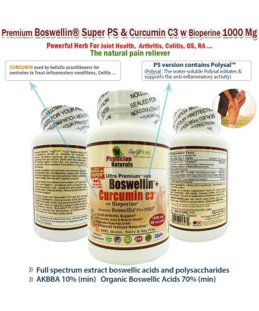 Physician Naturals Advanced Boswellin Super with Curcumin C3 1000mg - 90 Caplets, Joint & Colon Support - Buy Online on GoSupps.com