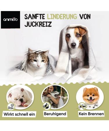 Animigo Anti-Itching Spray for Dogs & Cats - 250ml Fur Care with Aloe Vera & Tea Tree Oil - Natural Wound Spray for Itchy Skin Allergies Hot Spots & Parasites - Buy Online on GoSupps.com