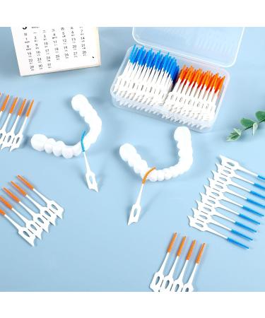 200 Interdental Brushes - Silicone Dental Brushes with Box | Portable Dual-House Floss Sticks for Effective Tooth Cleaning - Green Orange Blue - Buy Online on GoSupps.com