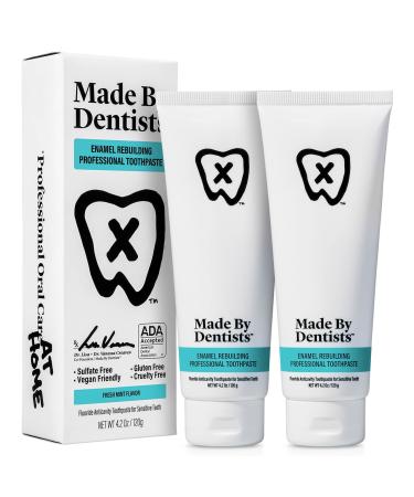 Made by Dentists Professional Enamel Rebuilding Toothpaste - 2 Pack - Remineralizing Nano Hydroxyapatite Toothpaste with Sodium Fluoride ADA Approved Vegan 2 x 4.2oz