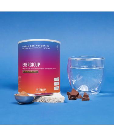 Energicup | Energizing drink preparation with guarana and adaptogenic mushrooms | Chocolate flavor | Concentration Immunity Energy | 240g 30 doses 1 month | Gluten-free | Made in France - Buy Online on GoSupps.com