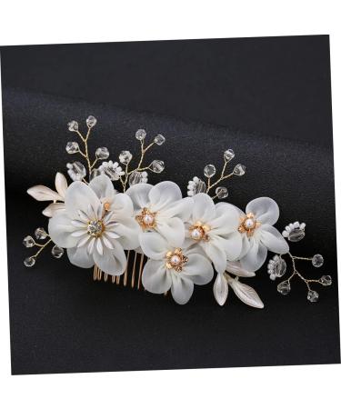 minkissy Pearl Side Hair Comb Wedding Headwear Floral Hair Accessories Metal Hair Comb Metal Hair Barrettes Pearl Hair Comb Rhinestone Barrettes Cloth Flowers European and American Bride - Buy Online on GoSupps.com